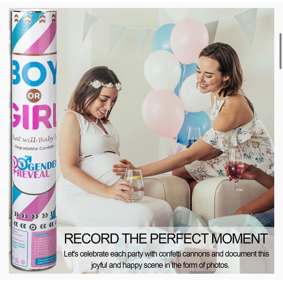 4 Gender Reveal Confetti Cannon in Pink - Picture 3 of 10